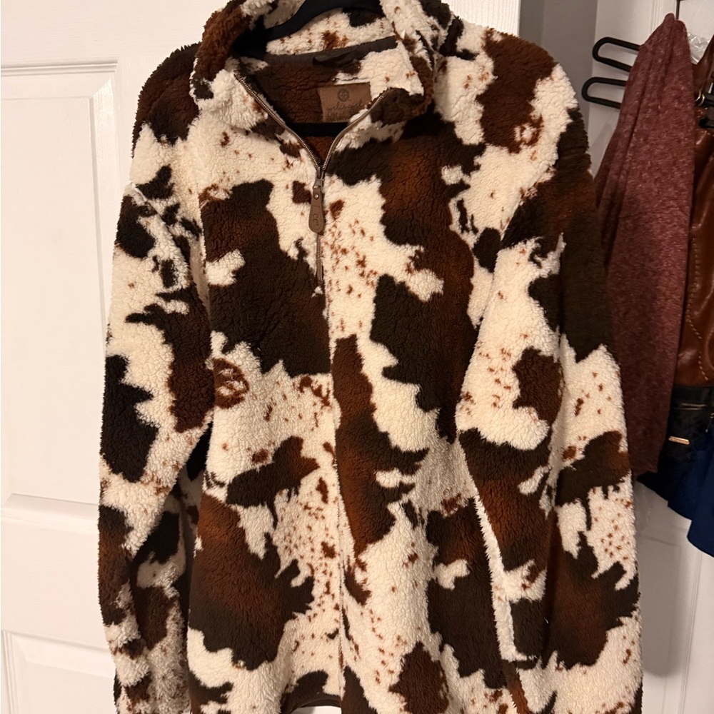 Girlie girl cow print pullover